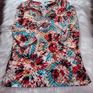 Peck and Peck women’s multi color top tunic medium NEW